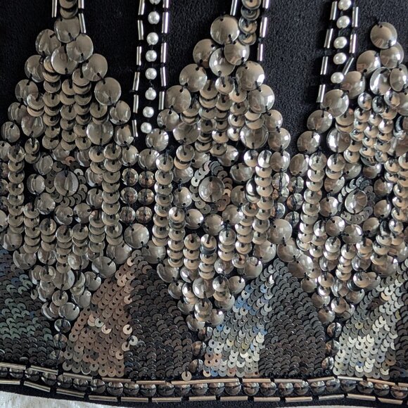 Club Monaco Embellished Black Mini Skirt Size 12 Beaded Sequined Pearl Details - Picture 6 of 12